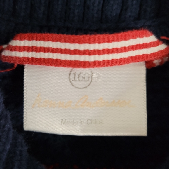 HANNA ANDERSSON | knit snowflake zip faux suede elbow patch sweat - Picture 3 of 6